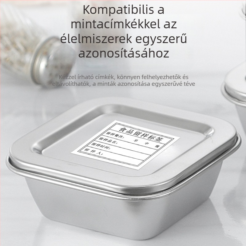 304 rozsdamentes acél téglalap alakú ételminta doboz fedővel, 301–500 ml, iskolai és konyhai használatra