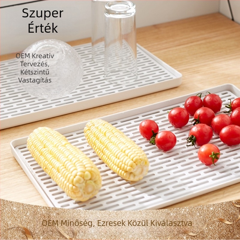 Műanyag leeresztő tál dupla rétegű gyümölcstartóval, négyzet alakú, modern minimalist stílus, testreszabható