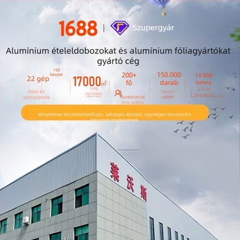 Egyszer használatos alumíniumfóliás tál, téglalap alakú, 3000 ml kapacitás, logó nyomtatva, modern minimalist stílus