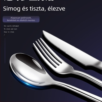316-os rozsdamentes acél nyugati evőeszköz készlet - 3 darab: steakkés, villa és kanál, európai stílus