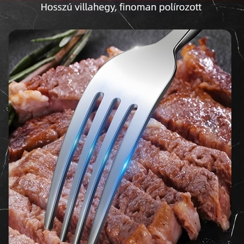 316-os rozsdamentes acél nyugati evőeszköz készlet - 3 darab: steakkés, villa és kanál, európai stílus