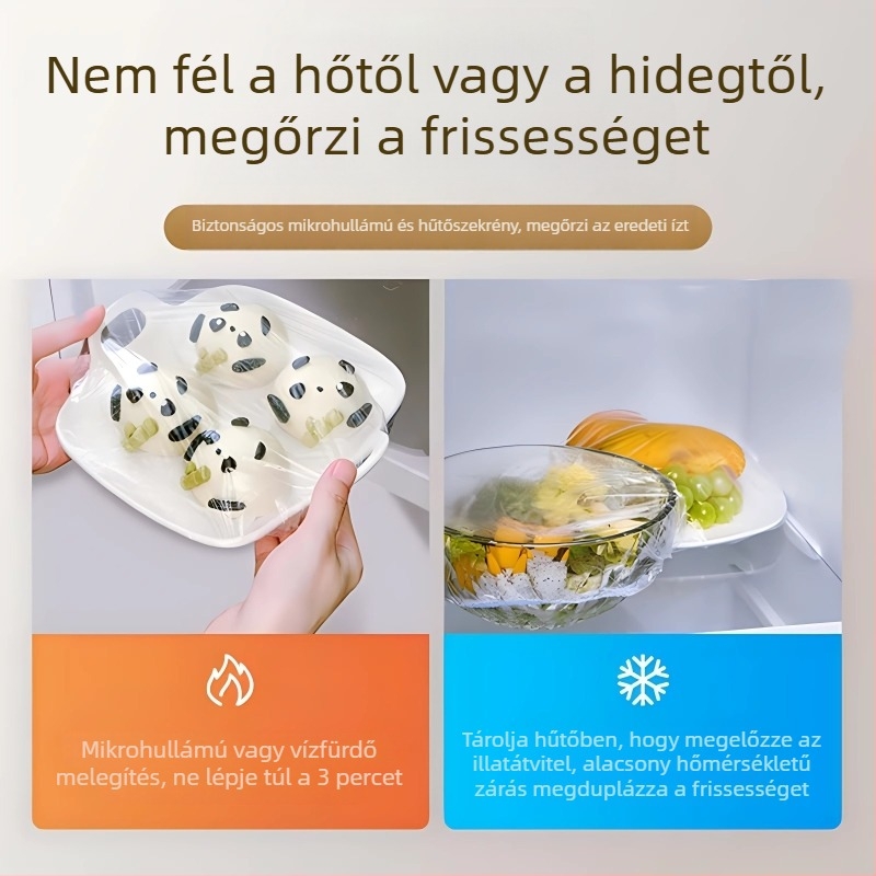 Falihoz rögzíthető kihúzható egyszer használatos élelmiszerfólia fedő, élelmiszer-minőségű műanyagból, 12+ darab, porvédő