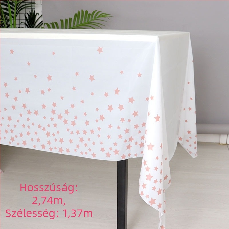 Egyszer használatos asztalterítő, PE műanyag, minta fémes hatású pöttyökkel, téglalap alakú, 500 darab