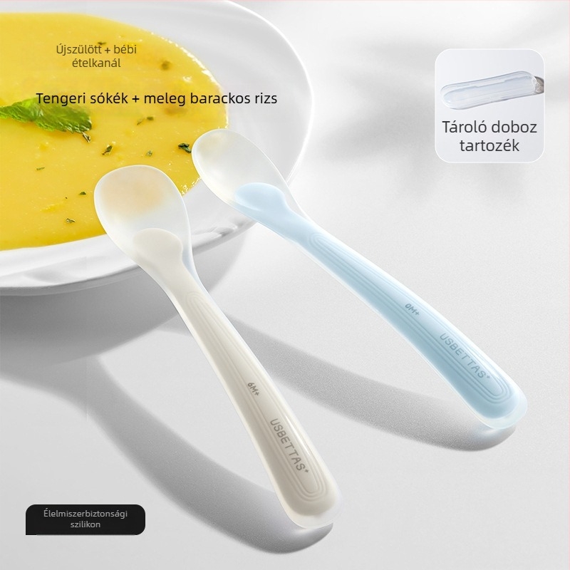 Betides szilikon baba etetőkanál – puha, 3+ hónapos korosztálynak, friss és aranyos stílus