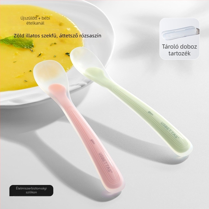 Betides szilikon baba etetőkanál – puha, 3+ hónapos korosztálynak, friss és aranyos stílus