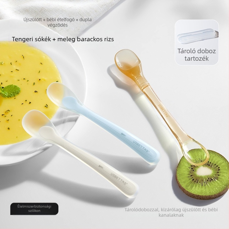 Betides szilikon baba etetőkanál – puha, 3+ hónapos korosztálynak, friss és aranyos stílus