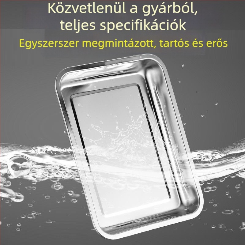 Testreszabott extra vastag rozsdamentes acél négyszögletes tál gyémántdíszítéssel, egy darabos öntvény, OEM logóval, mély és sekély tálak készlet