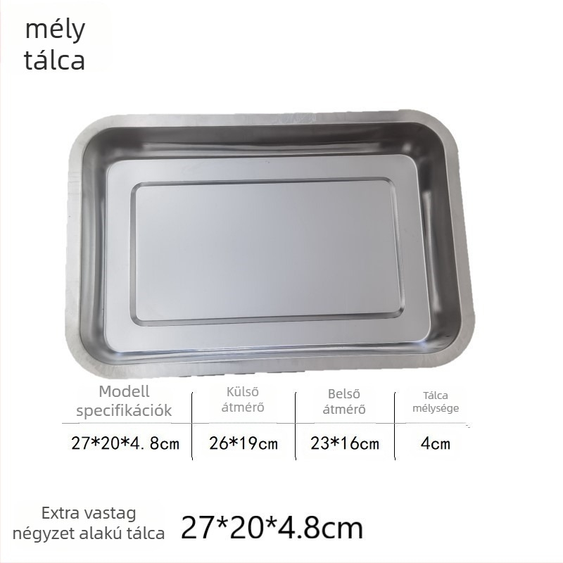 Testreszabott extra vastag rozsdamentes acél négyszögletes tál gyémántdíszítéssel, egy darabos öntvény, OEM logóval, mély és sekély tálak készlet