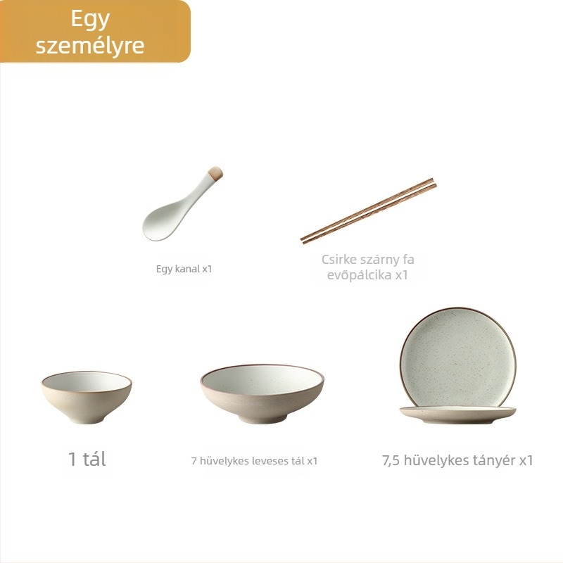 Japán porcelán étkészlet egy vagy több személy részére (lapos tányér, leveses tányér, rizstál, levesestál)