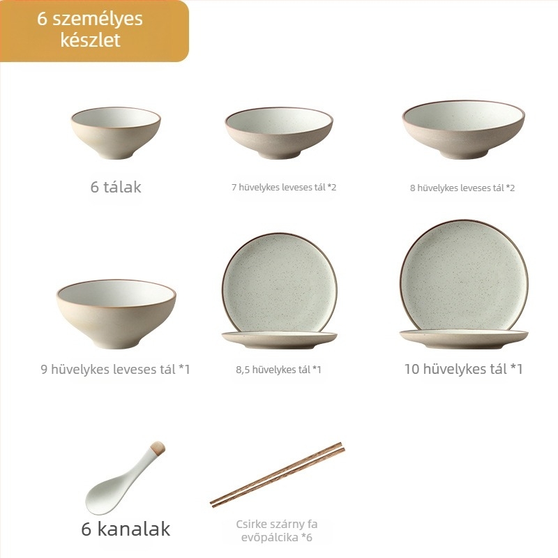 Japán porcelán étkészlet egy vagy több személy részére (lapos tányér, leveses tányér, rizstál, levesestál)