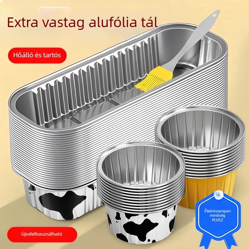 Eldobható alumíniumfóliás tojás-torta tál és tálca légsütőhöz, kis méret