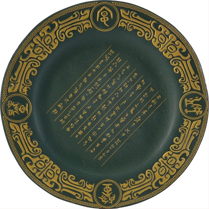 Melamín étkészlet bronz alakú tányérokkal és tálakkal, porcelán imitáció, retro stílusban, szállodai és otthoni használatra.