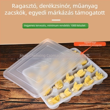 Egyszer használatos wonton doboz, 12/15/20 rekeszes, vastított, élelmiszer-minőségű PP ételtálca, mikrohullámú sütő kompatibilis