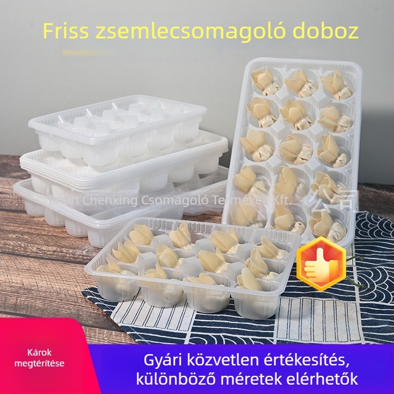 Egyszer használatos wonton doboz, 12/15/20 rekeszes, vastított, élelmiszer-minőségű PP ételtálca, mikrohullámú sütő kompatibilis