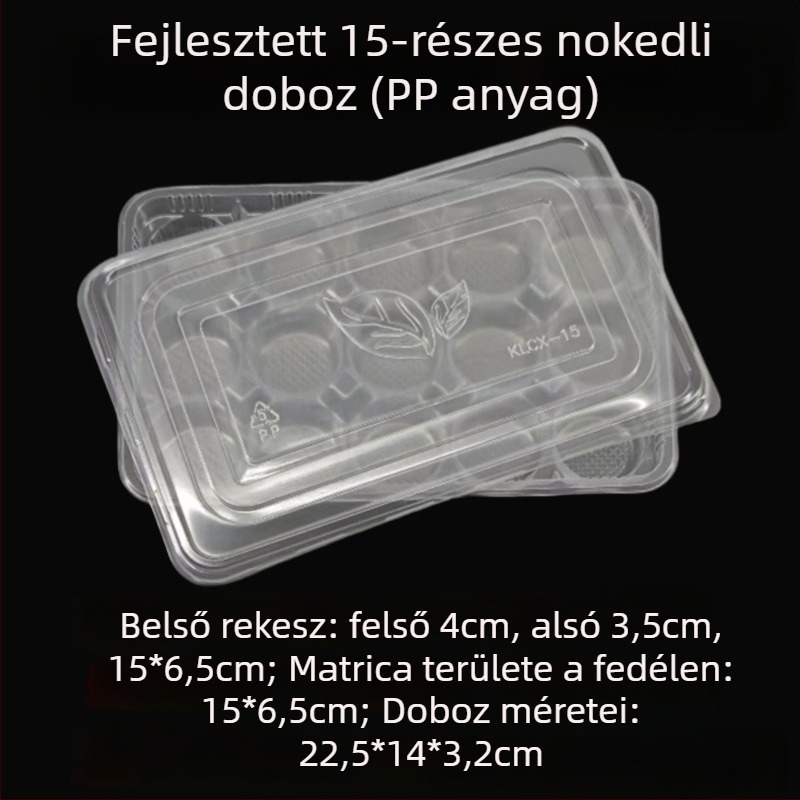 Egyszer használatos wonton doboz, 12/15/20 rekeszes, vastított, élelmiszer-minőségű PP ételtálca, mikrohullámú sütő kompatibilis