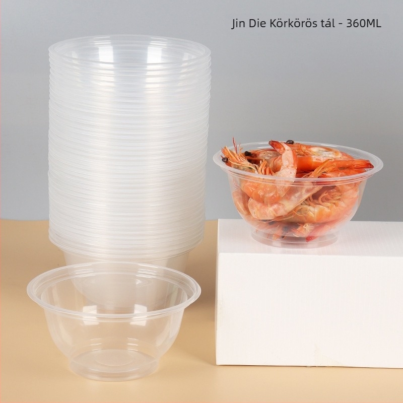 Egyszer használatos műanyag tálak, 360 ml kapacitás, 20 darabos készlet, kör alakú, logó nyomtatás, testreszabás elérhető