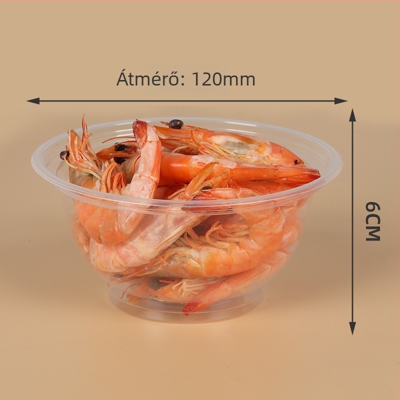 Egyszer használatos műanyag tálak, 360 ml kapacitás, 20 darabos készlet, kör alakú, logó nyomtatás, testreszabás elérhető