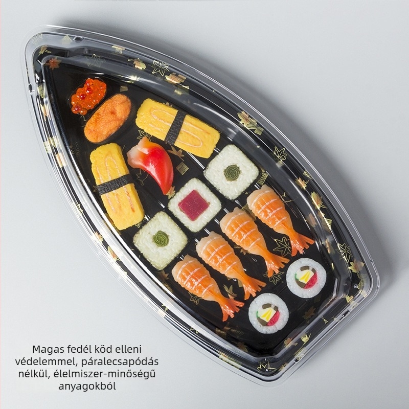 XYW-7105 Egyszer használatos sushi doboz, hosszú japán stílusú csomagoló doboz, hajó alakú sashimi számára