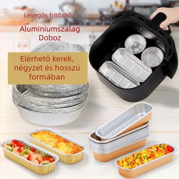 Egyszer használatos alumíniumfóliás sütőedények tojásos süteményekhez, téglalap alakú, légsütő kompatibilis, 1000 darabos doboz