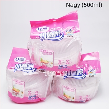 Egyszer használatos átlátszó műanyag tálak, 500 ml, 20 darabos csomag
