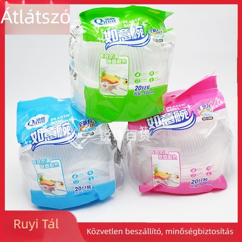Egyszer használatos átlátszó műanyag tálak, 500 ml, 20 darabos csomag