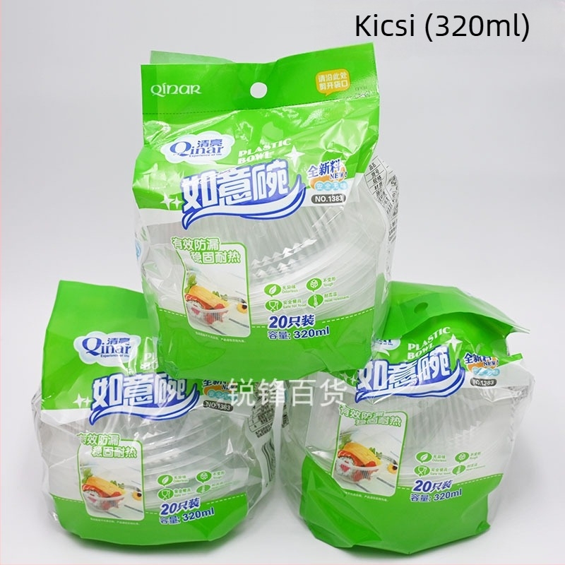 Egyszer használatos átlátszó műanyag tálak, 500 ml, 20 darabos csomag