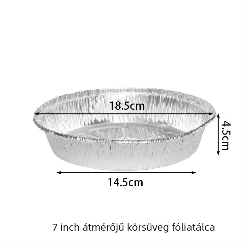 Egyszer használatos kerek alumíniumfóliás tál légsütőhöz és sütőhöz, élelmiszer minőség, vastagság 0,05, testre szabható feldolgozás