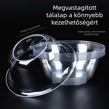 Egyszer használatos kör alakú műanyag tál, 300–400 ml űrtartalom, 50 darabos csomag, belföldi eredetű