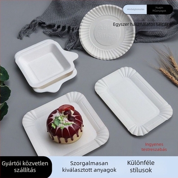 Egyszer használatos papírtorta tál, kör alakú, biológiailag lebomló, 100-as vastagság, logónyomás elérhető