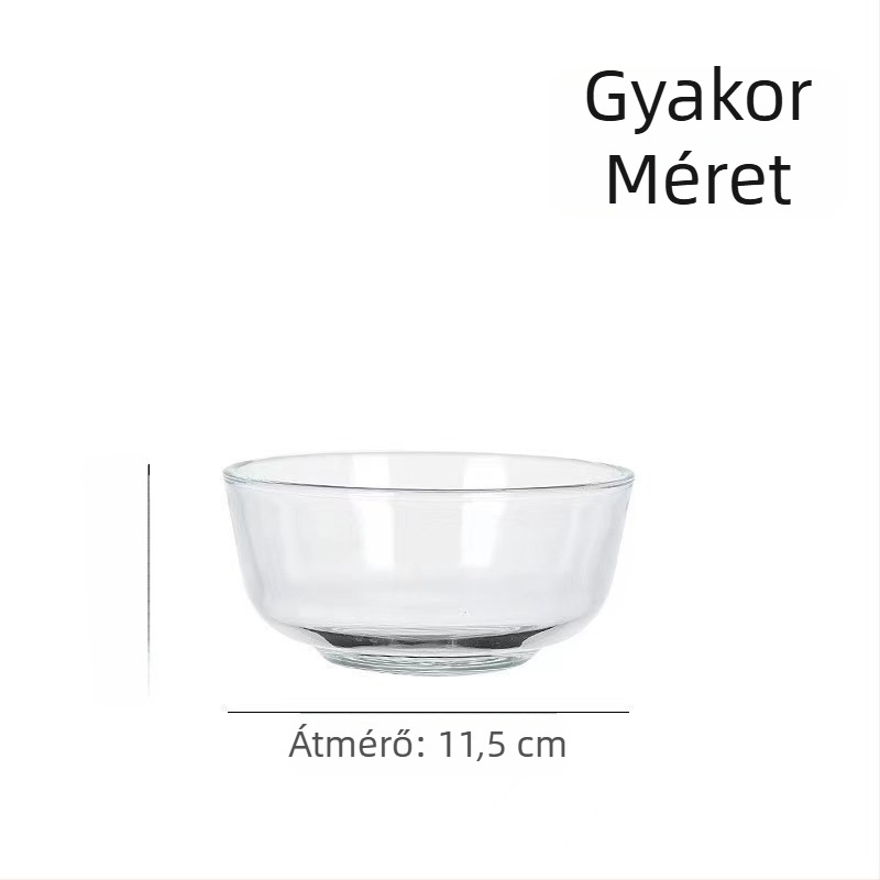 Hőálló üvegből készült leves- és tésztás tálakból álló készlet, magas boroszilikát üveg, mikrohullámú sütőben használható, kerek forma