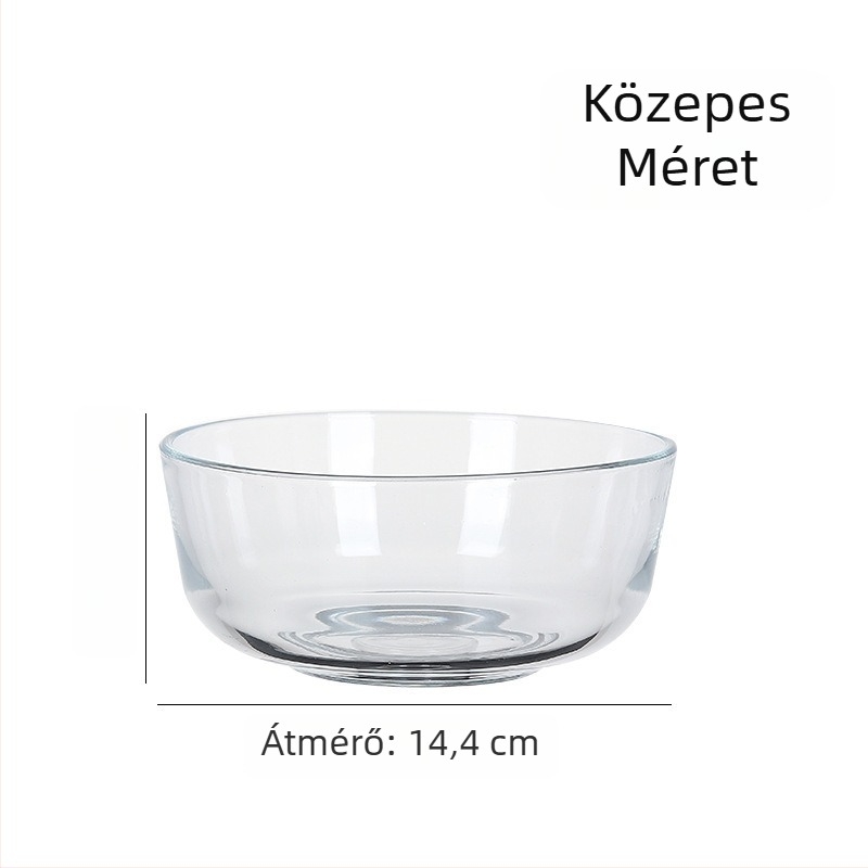 Hőálló üvegből készült leves- és tésztás tálakból álló készlet, magas boroszilikát üveg, mikrohullámú sütőben használható, kerek forma