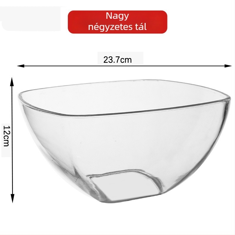 Akril salátás tál, kör alakú, éttermi használatra, mikrohullámú sütő nem használható