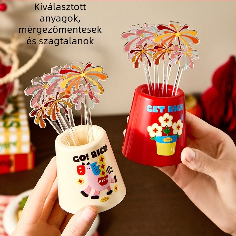Gyümölcs villa virágos mintával, kreatív stílus, élelmiszer-minőségű PET+ABS, egyedi logónyomtatás.