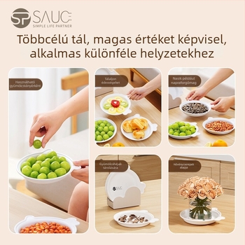 PP anyagú lapos tál, kerek alakú, mikrohullámú sütőben használható, modern minimalist stílus
