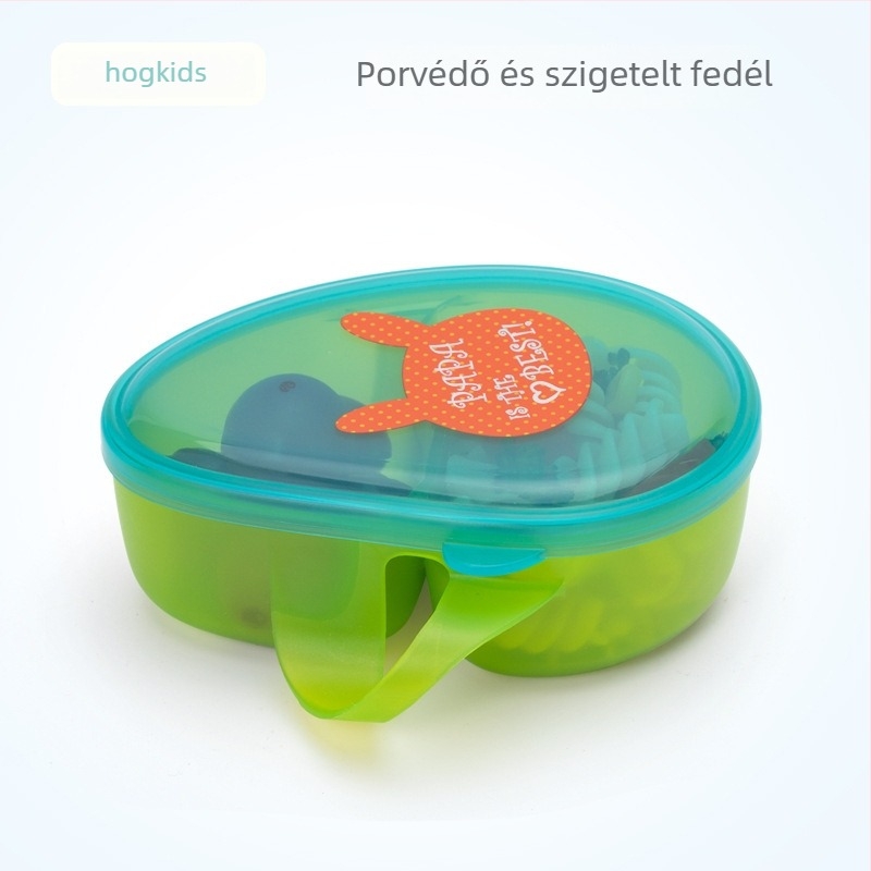 Gyermekek étkészlet: felosztott gyümölcs tál és kanál, polipropilén, 2-darabos készlet, 6 hónapos kortól, aranyos stílus