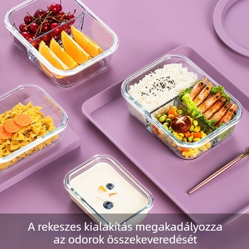 Magas boroszilikát üveg ebédes doboz szeparátorral, mikrózható, 800–1000 ml, irodai dolgozóknak és diákoknak