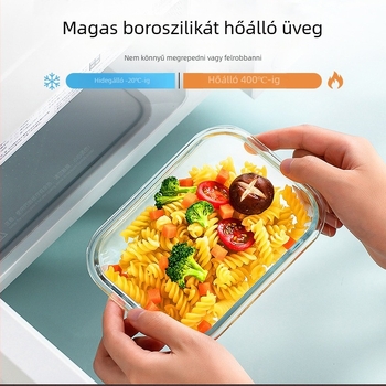 Magas boroszilikát üveg ebédes doboz szeparátorral, mikrózható, 800–1000 ml, irodai dolgozóknak és diákoknak