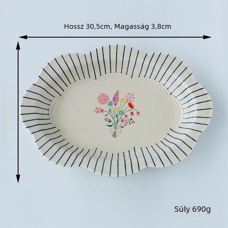 Maple Two kerámia japán retro étkészlet – tányérok, rizs- és tészta tálak; virág minta; al-glazúros szín + magas hőmérséklet decal; mikrohullámú sütőben is használható