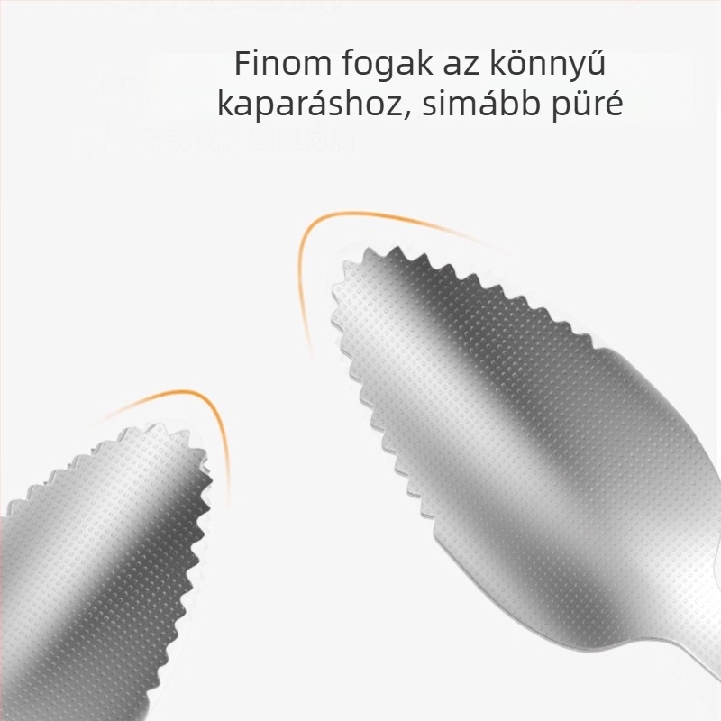 Szilikonból készült bébi kanál kettős fejű dizájnnal gyümölcspüréhez, 6 hónapos kortól, 1 darabos készlet