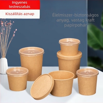 Egyszer használatos ebédes doboz Kraft papírból, kör alakú, vastag falú tál leveshez és zabkásához