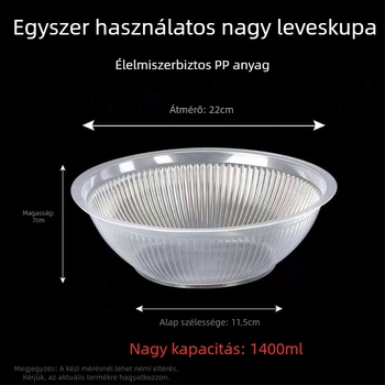 Egyszer használatos tál, műanyag, átlátszó, 1400 ml kapacitás, kerek alak, testreszabás elérhető