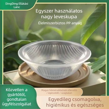 Egyszer használatos tál, műanyag, átlátszó, 1400 ml kapacitás, kerek alak, testreszabás elérhető