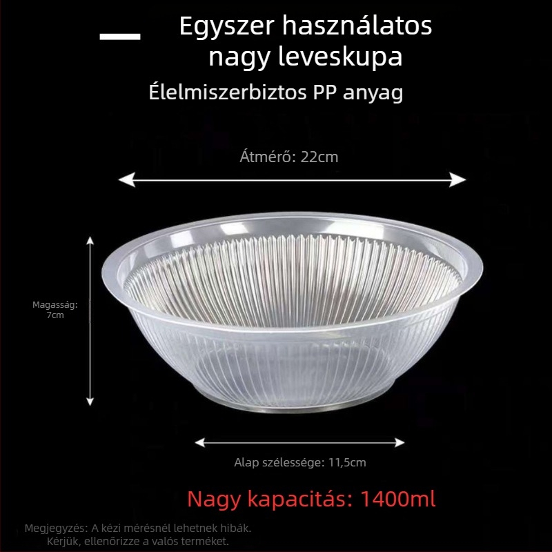 Egyszer használatos tál, műanyag, átlátszó, 1400 ml kapacitás, kerek alak, testreszabás elérhető