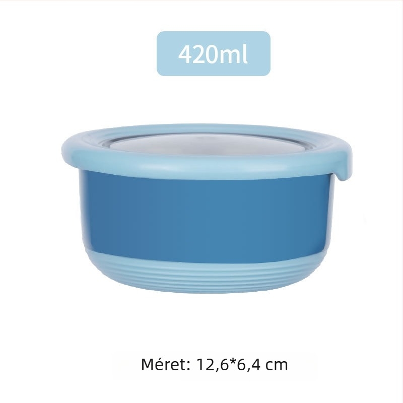 Rozsdamentes acél Bento doboz fedővel, légmentesen zárható, kör alakú, 800–1000 ml kapacitás, konyhai tárolás