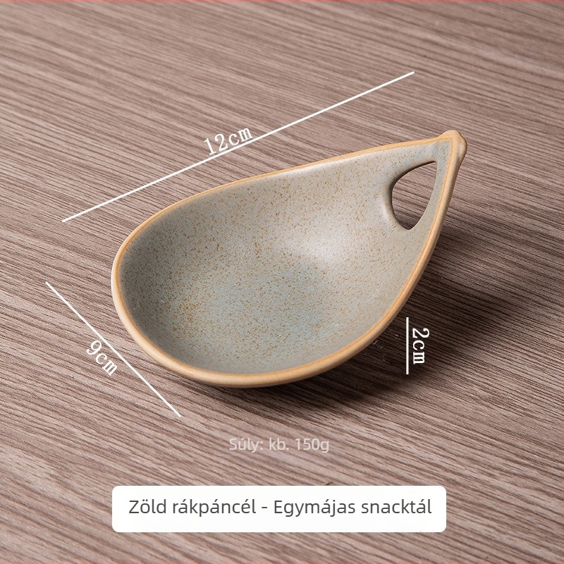 Retro egykezes kerámia mártásos tál, szabálytalan alakú, mikrohullámú sütőben használható, logónyomás lehetséges