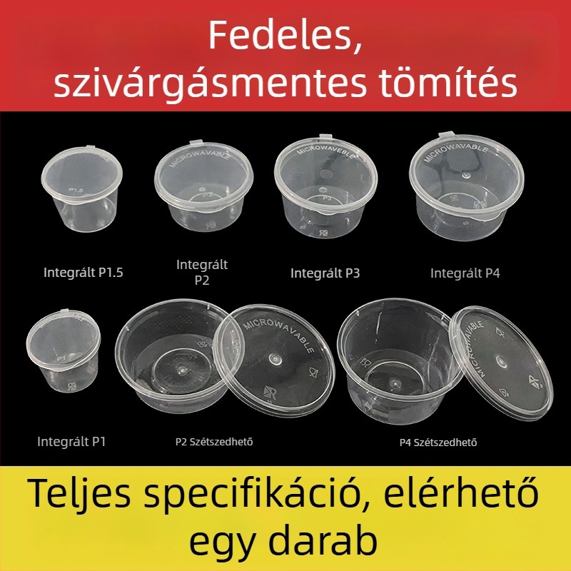 Nomituo Egyszer használatos szósz pohár fedővel, műanyagból, elvitelre