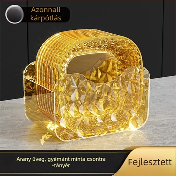 Műanyag csonttál, négyszögletes alakú, elektroplatált felülettel, élelmiszerbiztonságos, könnyed luxus retro stílus
