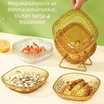 Műanyag csonttál, négyszögletes alakú, elektroplatált felülettel, élelmiszerbiztonságos, könnyed luxus retro stílus
