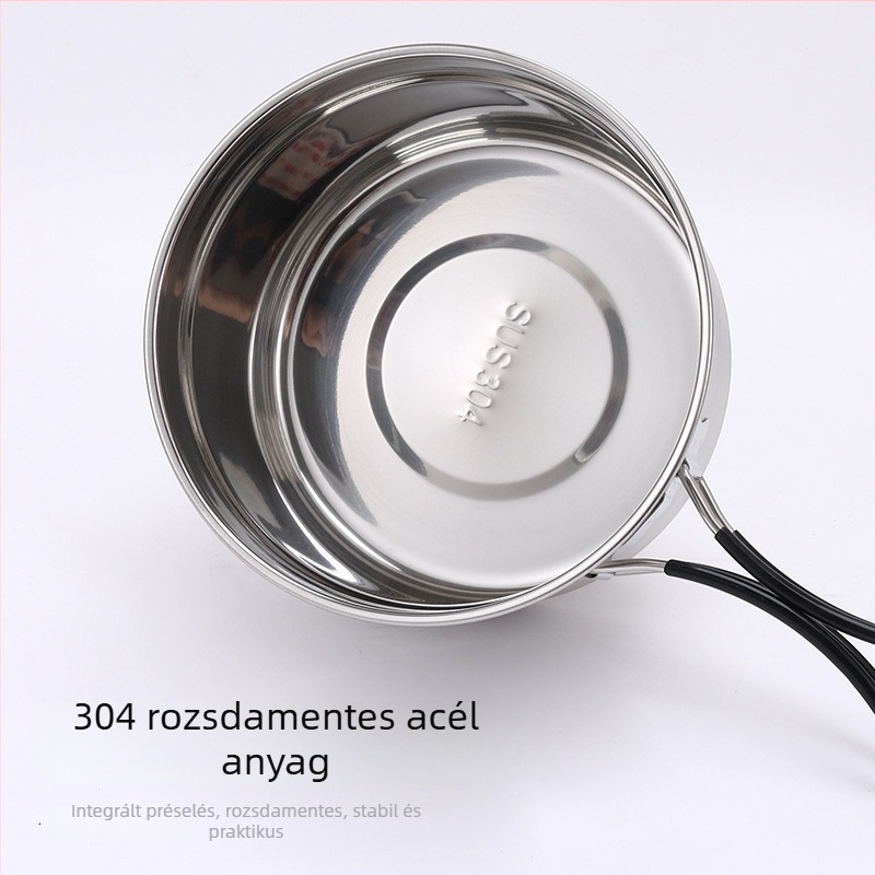 304 rozsdamentes acélból készült összecsukható ételtároló doboz zárófedéllel, 1-2 L kapacitás, kör alakú