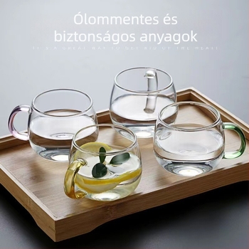 Füles teáscsésze (hőálló üveg; kézzel égetett; egy rétegű)